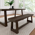 Classic Farmhouse Dining Bench 60-inch Solid Pine Wood, Wirebrush Finish, Seats 3