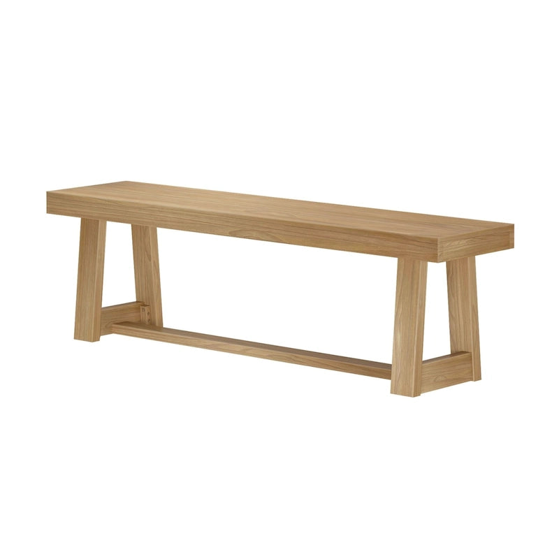 Classic Farmhouse Dining Bench 60-inch Solid Pine Wood, Wirebrush Finish, Seats 3