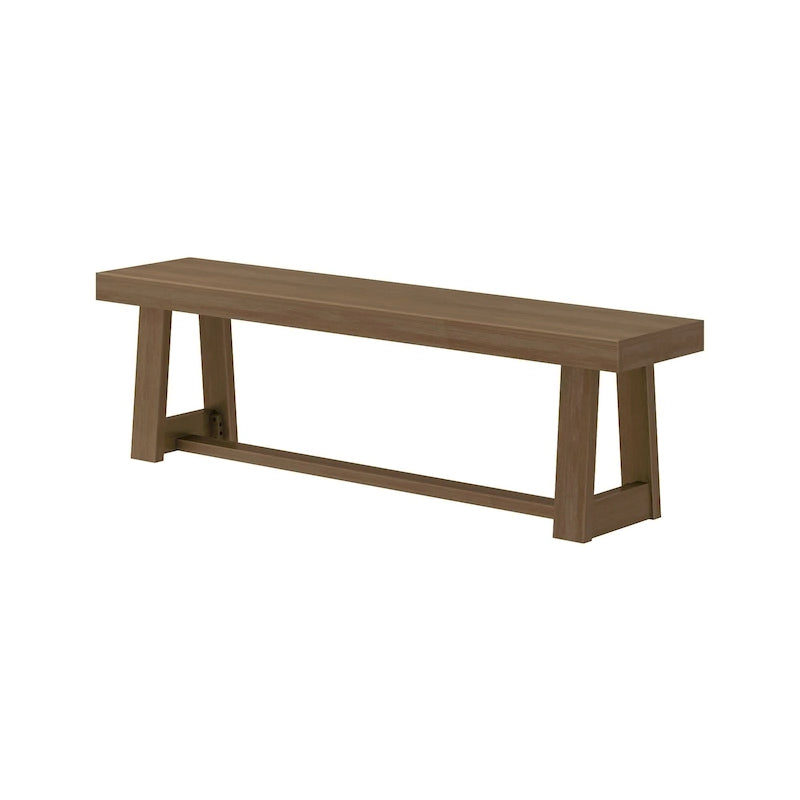 Classic Farmhouse Dining Bench 60-inch Solid Pine Wood, Wirebrush Finish, Seats 3