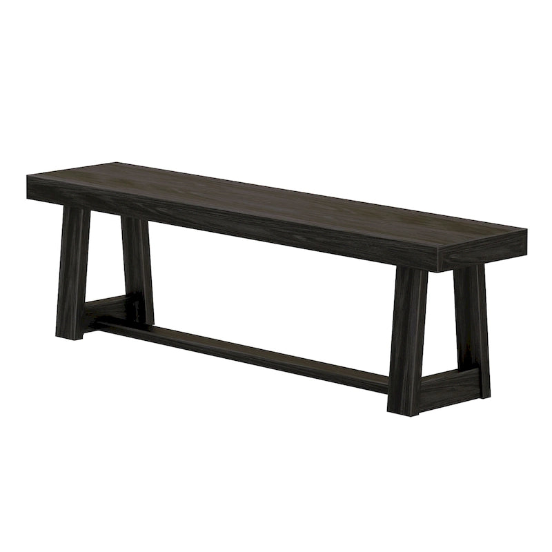 Classic Farmhouse Dining Bench 60-inch Solid Pine Wood, Wirebrush Finish, Seats 3