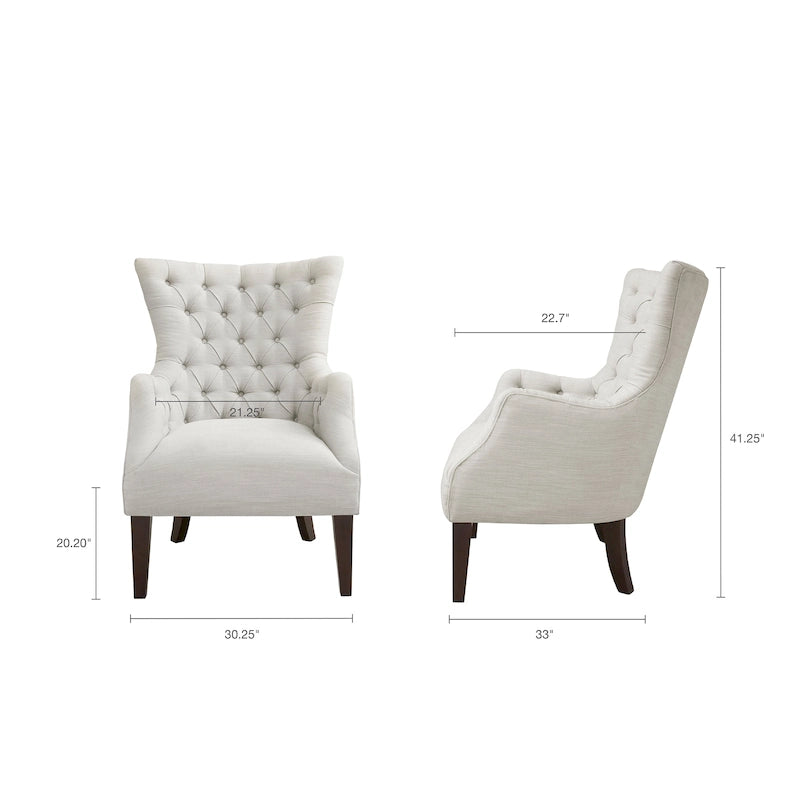 Button Tufted Wing Back Chair