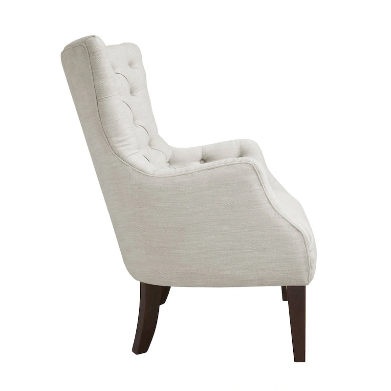 Button Tufted Wing Back Chair