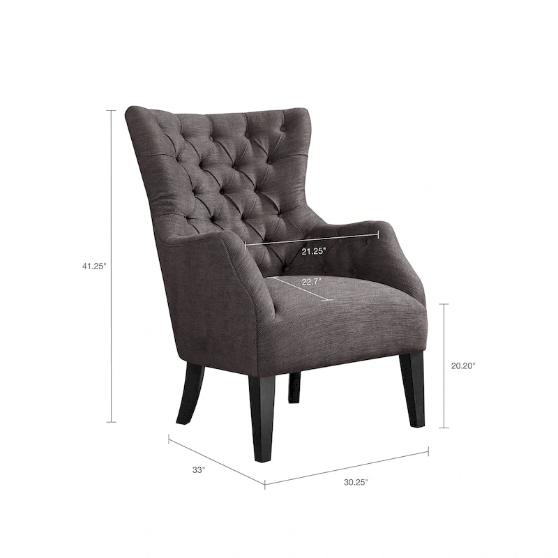 Button Tufted Wing Back Chair