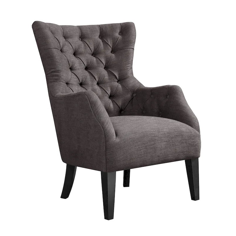 Button Tufted Wing Back Chair