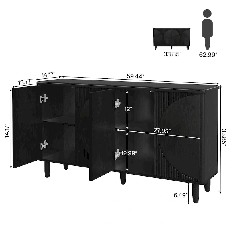 Modern Buffet Cabinet Sideboard with Storage - N/A