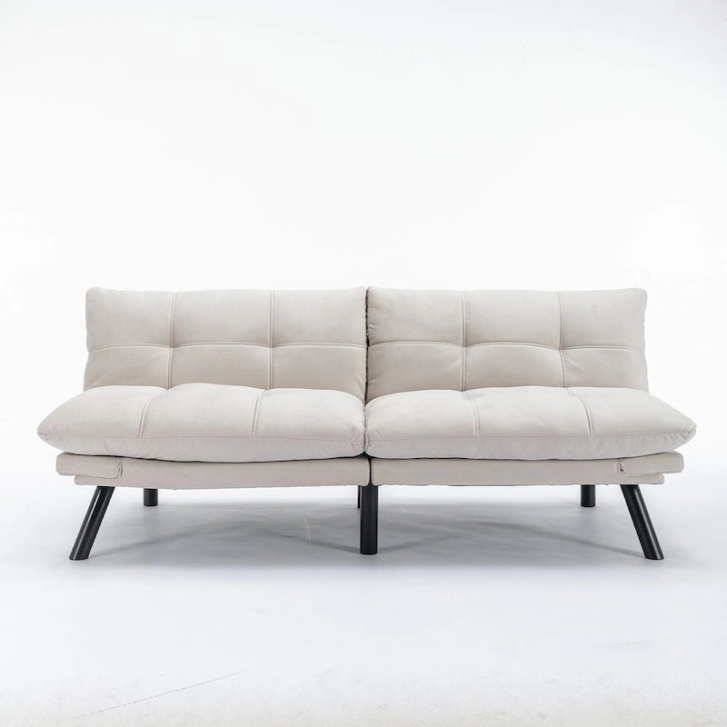 70.87 Futon Sofa Bed, Foam Foldable Couch Convertible Loveseat Sleeper Daybed with Adjustable Armrests for Small Space