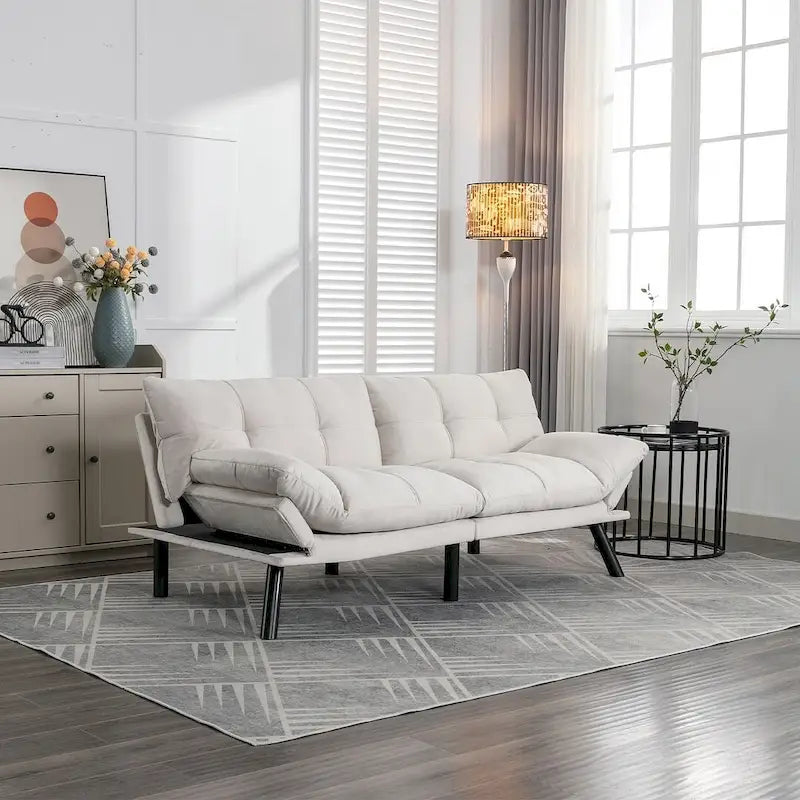 70.87 Futon Sofa Bed, Foam Foldable Couch Convertible Loveseat Sleeper Daybed with Adjustable Armrests for Small Space