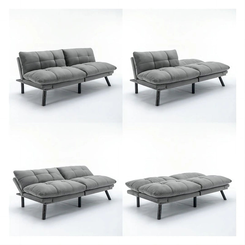 Sofá cama futón de 70.87, sofá plegable de espuma, sofá biplaza convertible en cama de día con reposabrazos ajustables para espacios pequeños