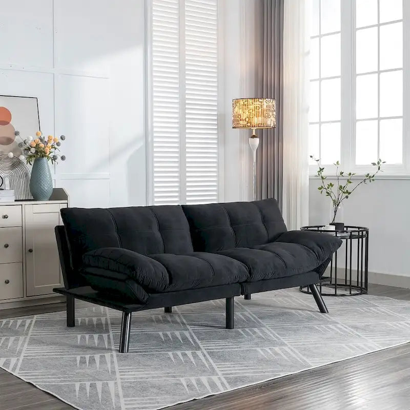 Sofá cama futón de 70.87, sofá plegable de espuma, sofá biplaza convertible en cama de día con reposabrazos ajustables para espacios pequeños