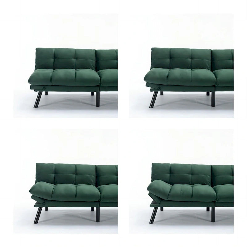 Sofá cama futón de 70.87, sofá plegable de espuma, sofá biplaza convertible en cama de día con reposabrazos ajustables para espacios pequeños