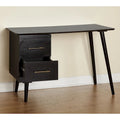 Mid-Century Writing Desk with 2 Gold-Finish Drawers