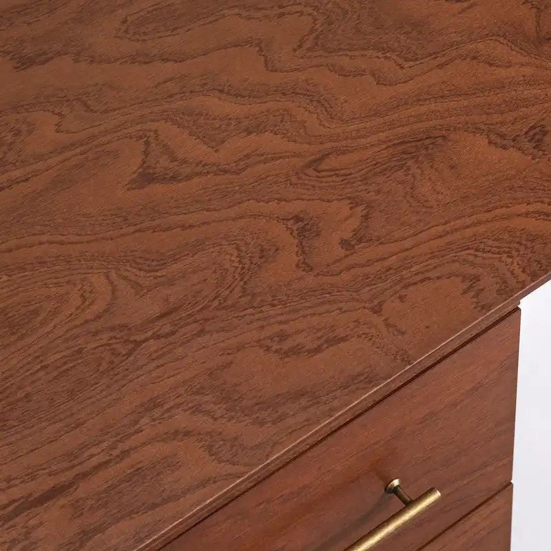 Mid-Century Writing Desk with 2 Gold-Finish Drawers