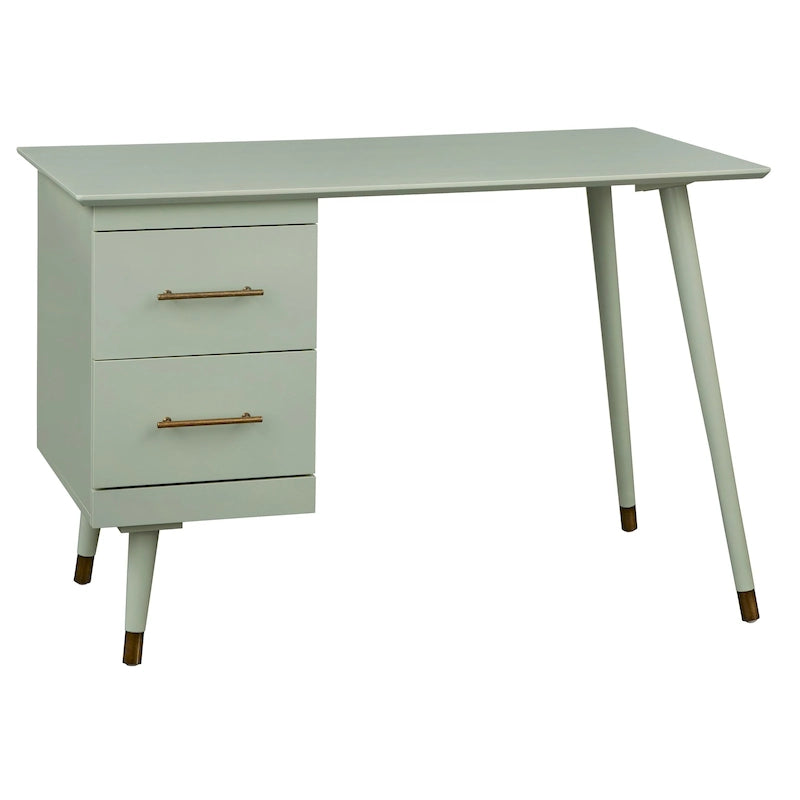 Mid-Century Writing Desk with 2 Gold-Finish Drawers