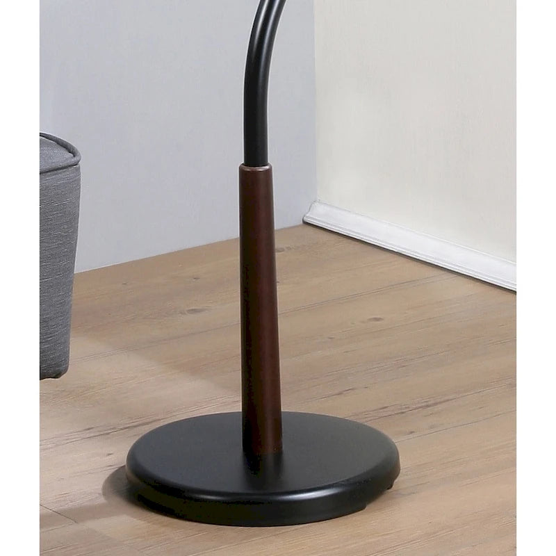 Freestanding Metal Coat Rack with 9 Hooks and Walnut Accents