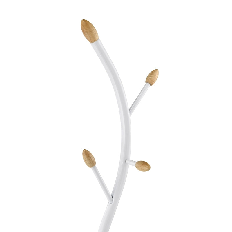 Freestanding Metal Coat Rack with 9 Hooks and Walnut Accents