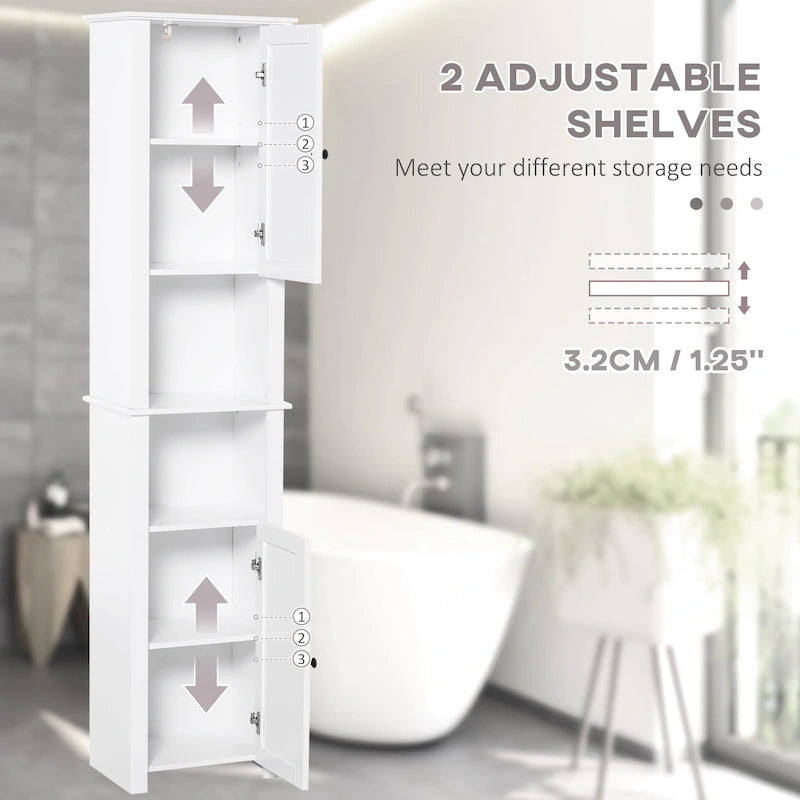 Mobiletto alto contenitore da bagno, colonna portabiancheria indipendente con ripiano a 2 livelli e 2 armadietti