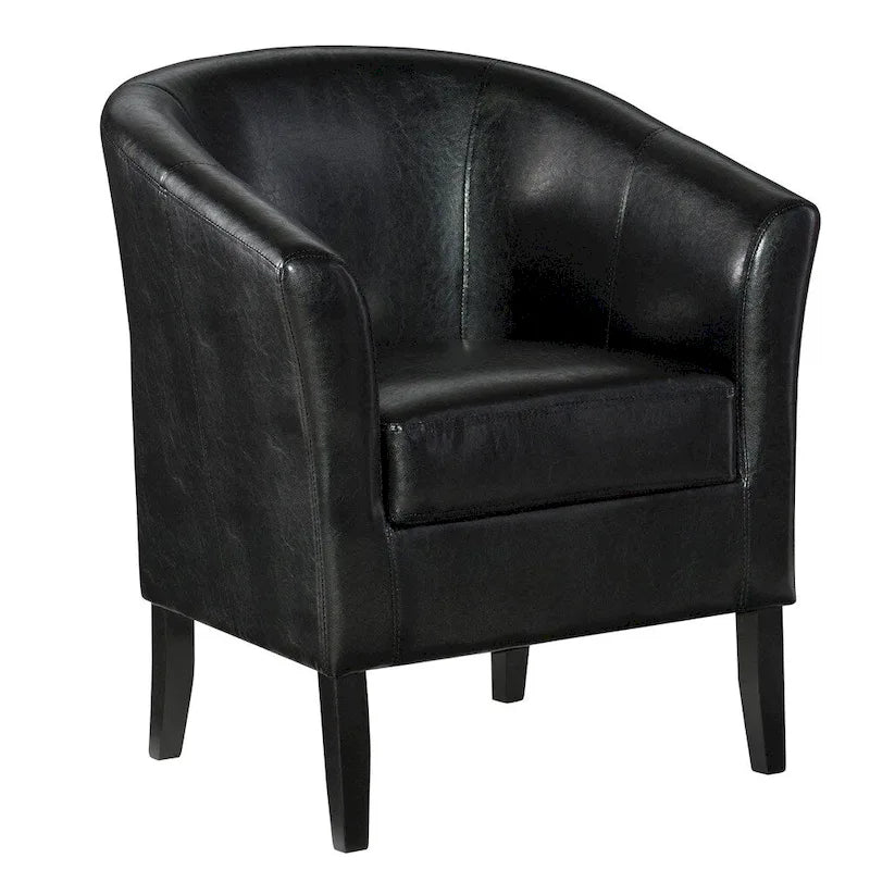 Poltrona club Barrel, rivestimento nero corvino
