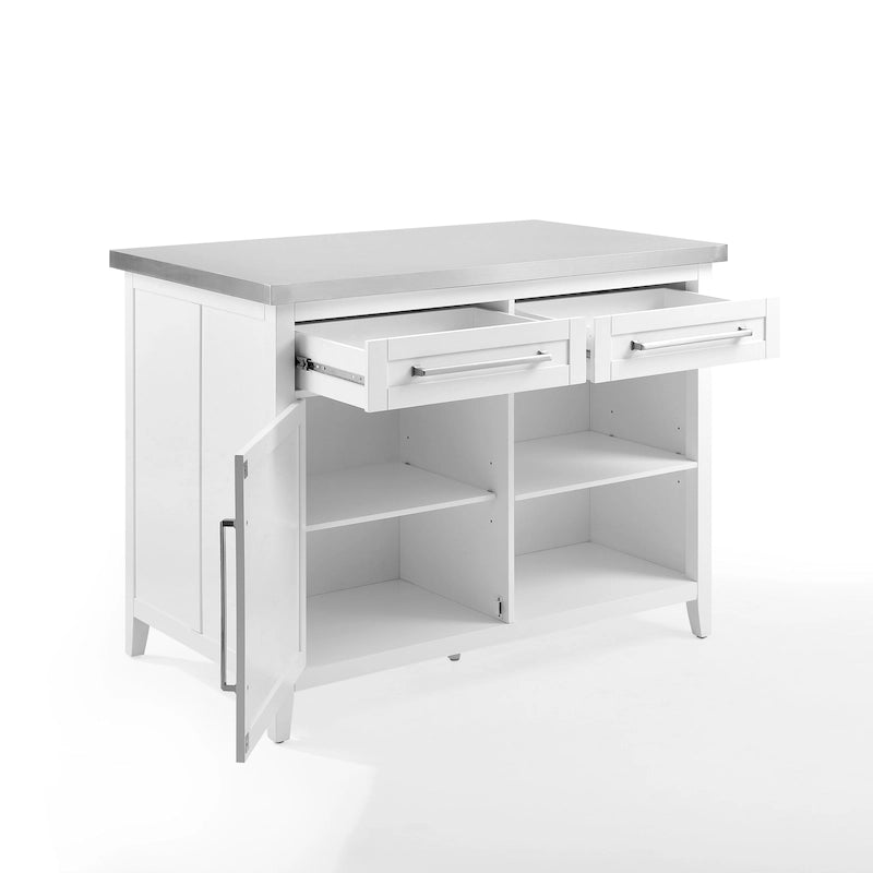 Isla de cocina con cubierta de acero inoxidable