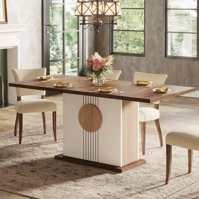 Rustic Farmhouse Wood Dining Table Seats 6