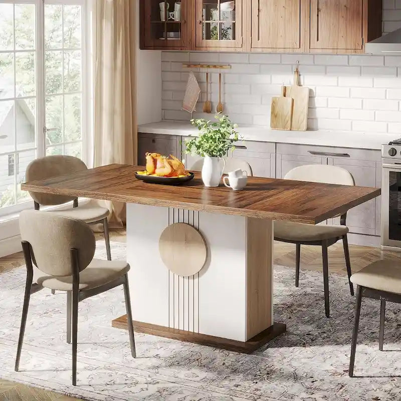 Rustic Farmhouse Wood Dining Table Seats 6
