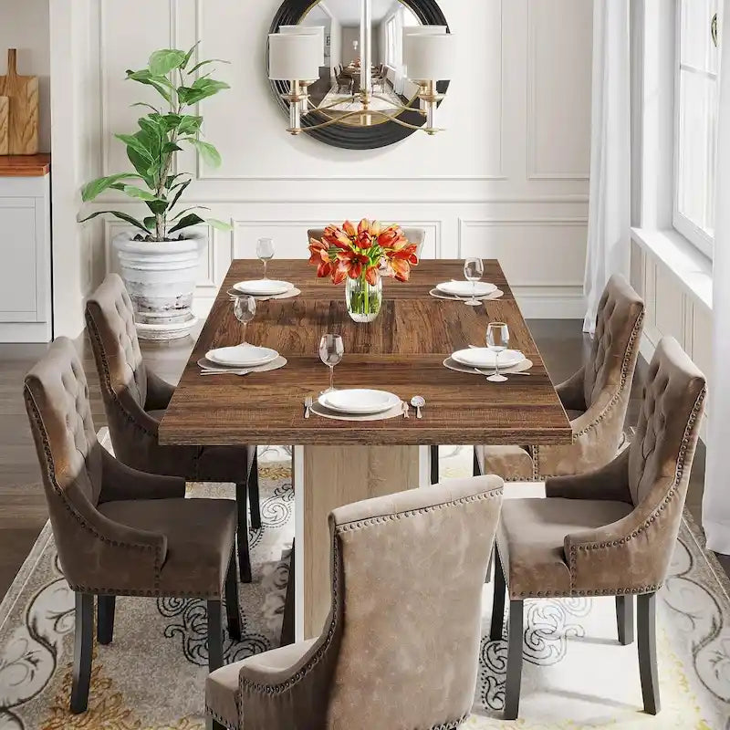 Rustic Farmhouse Wood Dining Table Seats 6