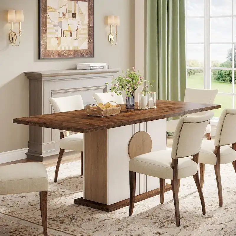 Rustic Farmhouse Wood Dining Table Seats 6