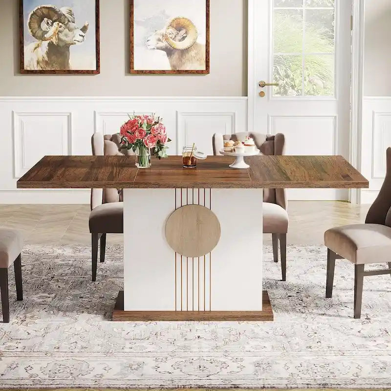 Rustic Farmhouse Wood Dining Table Seats 6