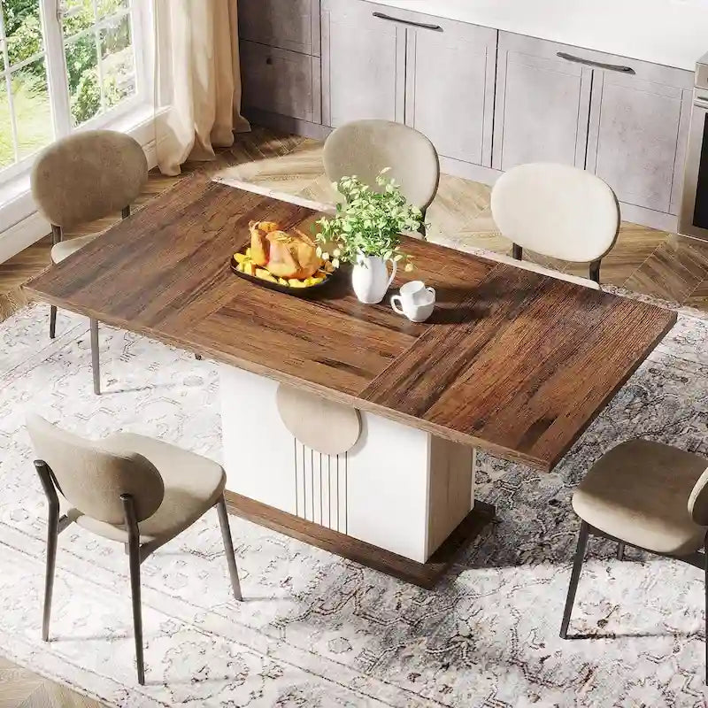 Rustic Farmhouse Wood Dining Table Seats 6