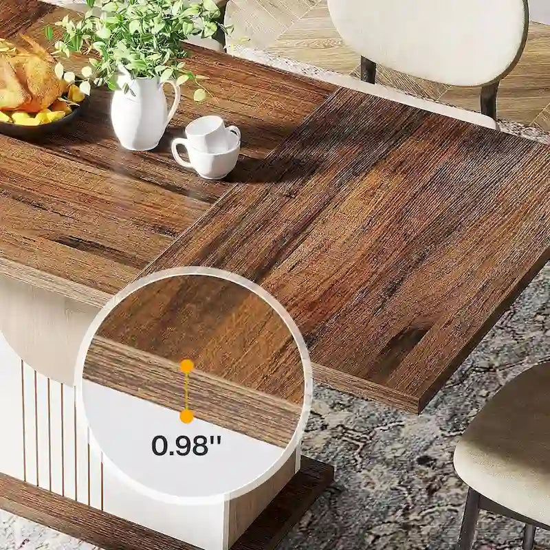 Rustic Farmhouse Wood Dining Table Seats 6