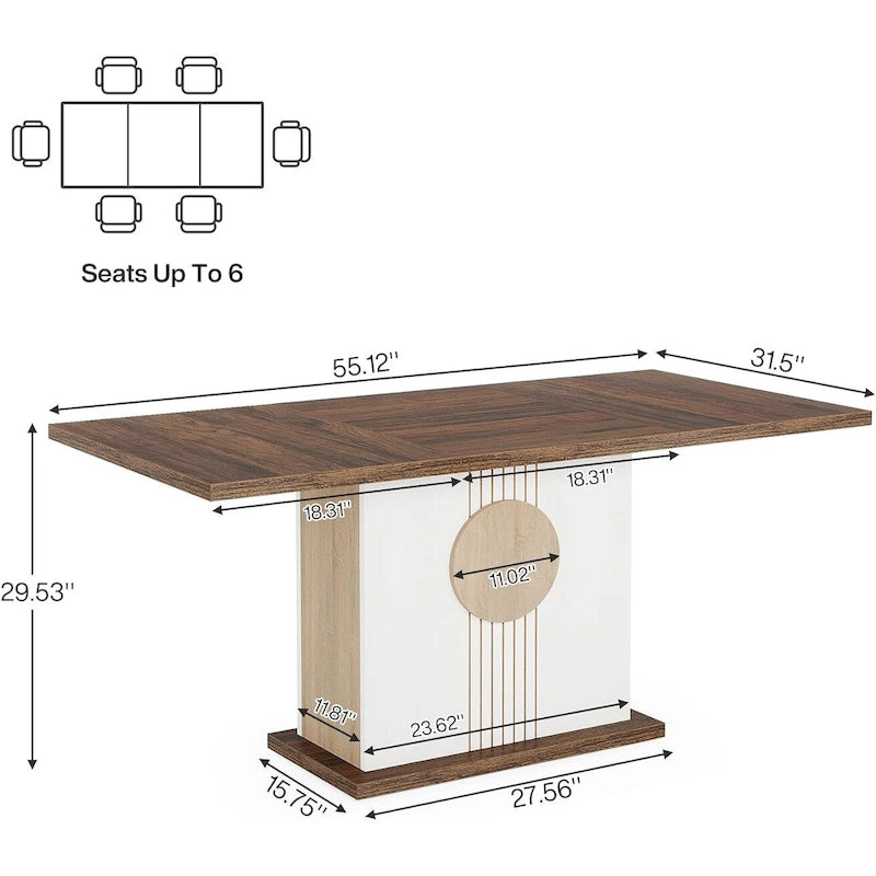 Rustic Farmhouse Wood Dining Table Seats 6