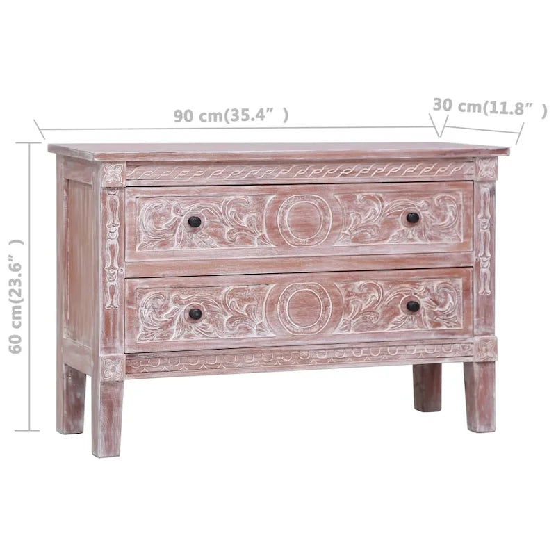 Sideboard with 2 Drawers Solid Mahogany Wood