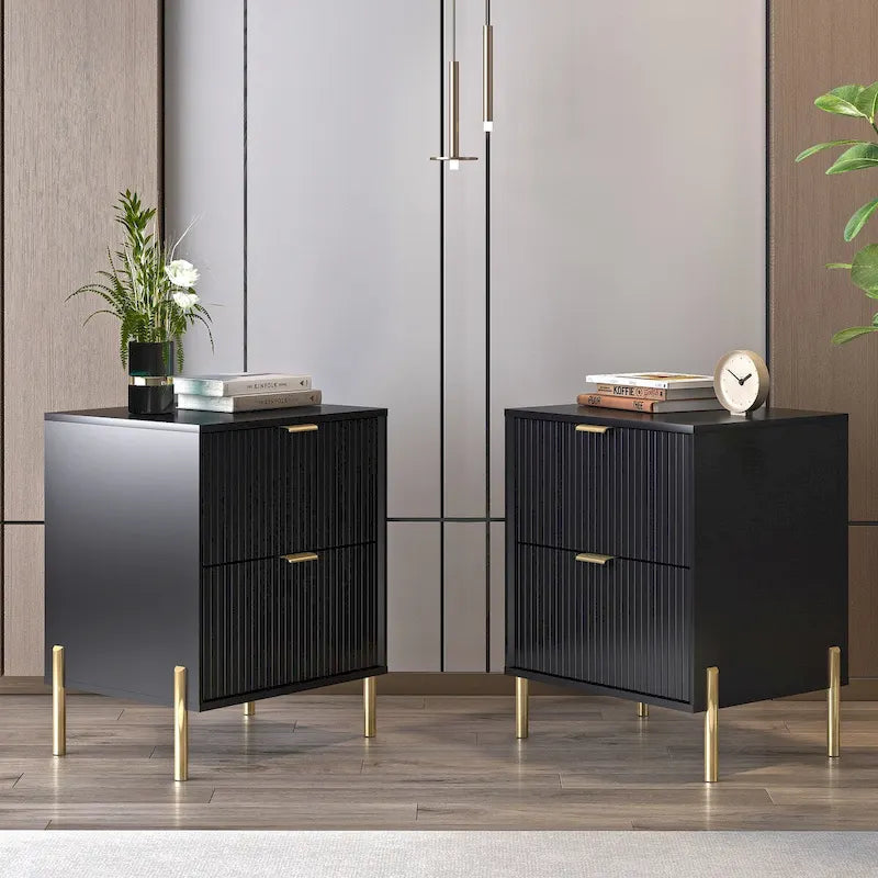 Moderner Nachttisch mit 2 Schubladen, Beistelltisch, Endtisch, Möbelstück