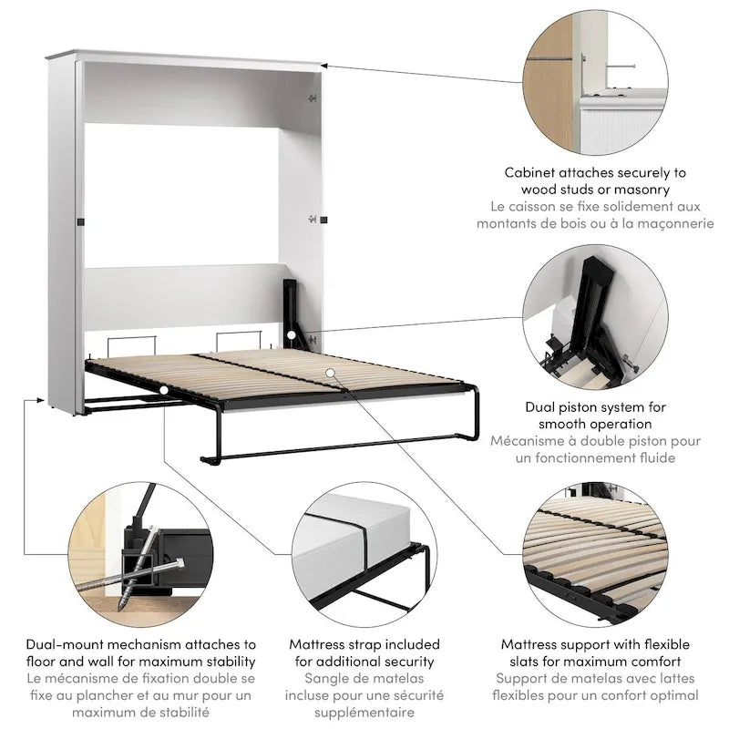 69W Queen Murphy Bed for Living Room or Guest Room
