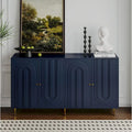 152,4 cm modernes Sideboard aus Holz mit blau-grauer Lackierung, 4 Türen und Stauraum