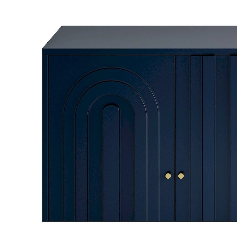152,4 cm modernes Sideboard aus Holz mit blau-grauer Lackierung, 4 Türen und Stauraum