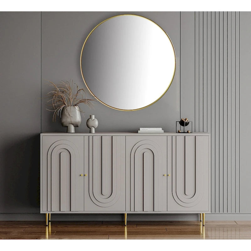152,4 cm modernes Sideboard aus Holz mit blau-grauer Lackierung, 4 Türen und Stauraum