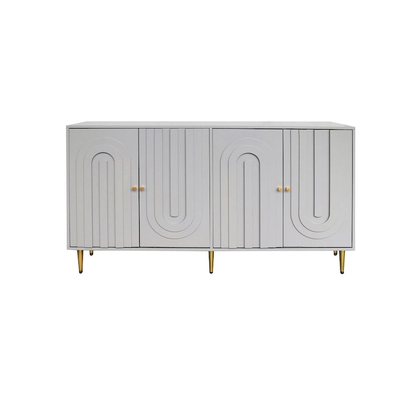 152,4 cm modernes Sideboard aus Holz mit blau-grauer Lackierung, 4 Türen und Stauraum