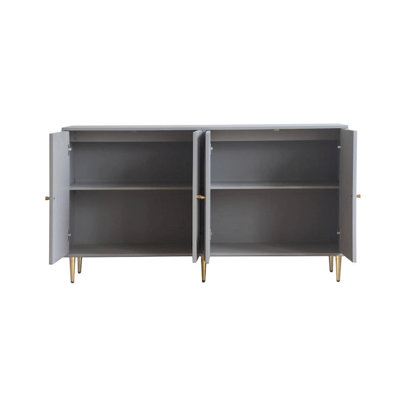 152,4 cm modernes Sideboard aus Holz mit blau-grauer Lackierung, 4 Türen und Stauraum