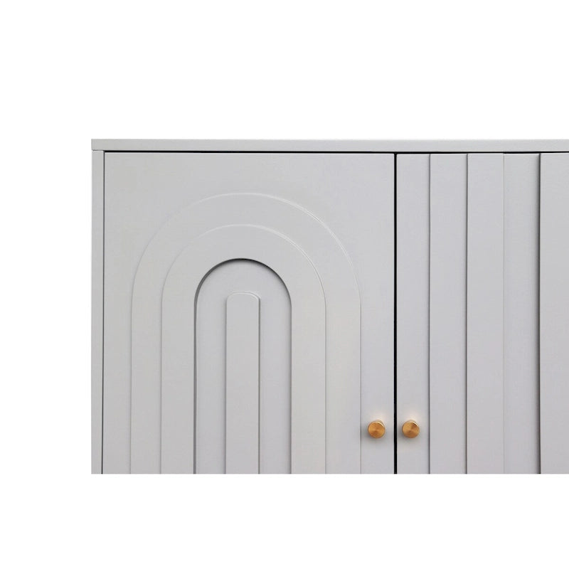 152,4 cm modernes Sideboard aus Holz mit blau-grauer Lackierung, 4 Türen und Stauraum
