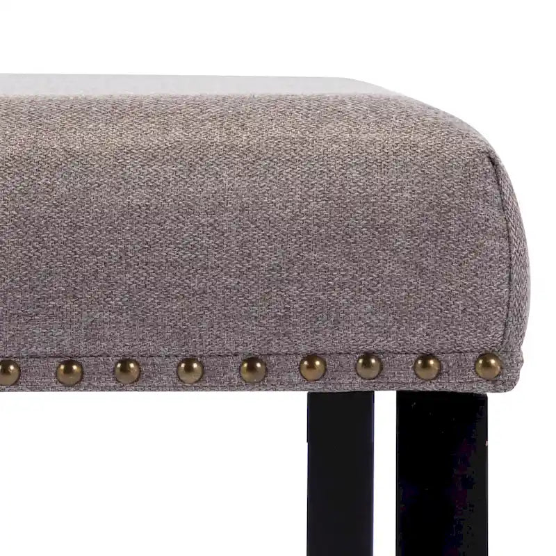 Panca moderna da 44 L con bordino a borchie, imbottita e con gambe in legno