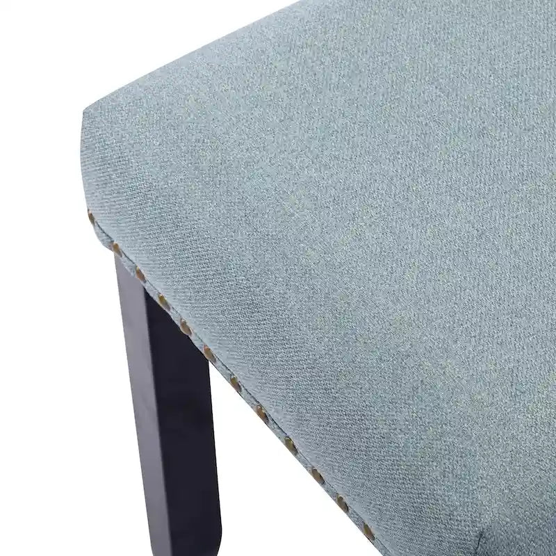 Panca moderna da 44 L con bordino a borchie, imbottita e con gambe in legno