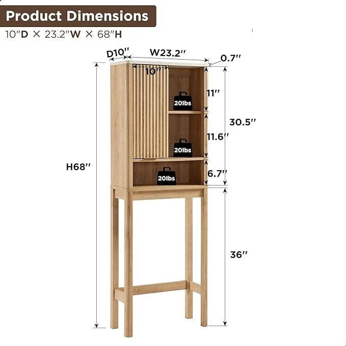 68 hoher moderner Toilettenaufsatzschrank, hoher platzsparender Holzschrank – N/A