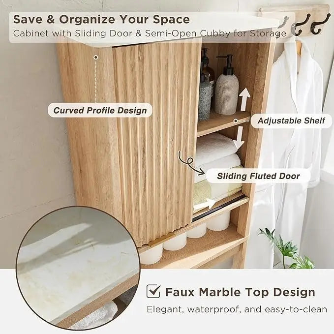 68 hoher moderner Toilettenaufsatzschrank, hoher platzsparender Holzschrank – N/A
