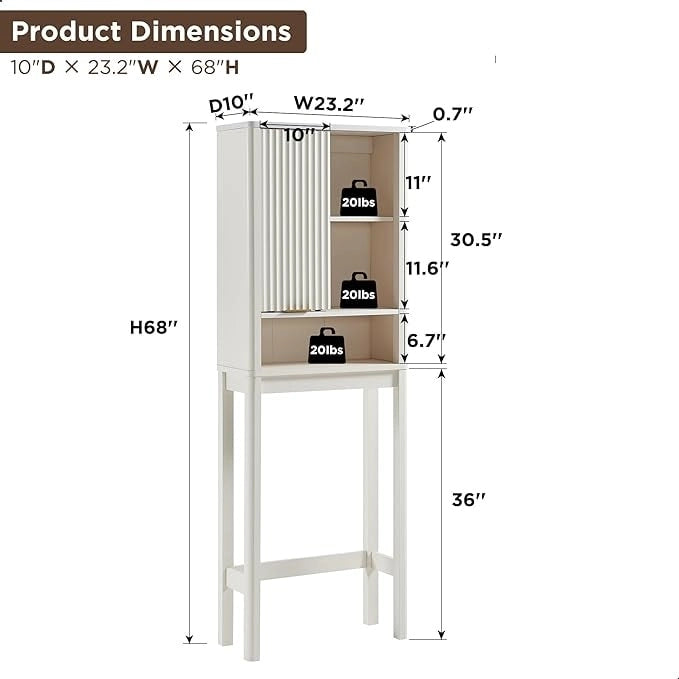 68 hoher moderner Toilettenaufsatzschrank, hoher platzsparender Holzschrank – N/A