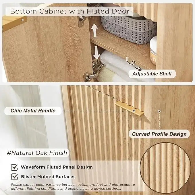 68 Tall Bathroom Narrow Storage Cabinet with Faux Marble Top