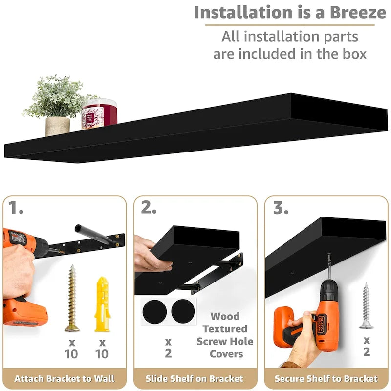 Long Floating Shelves for Wall Set of 2