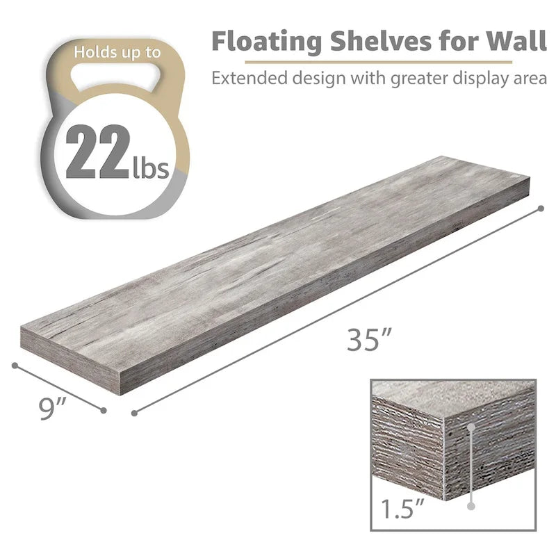 Long Floating Shelves for Wall Set of 2