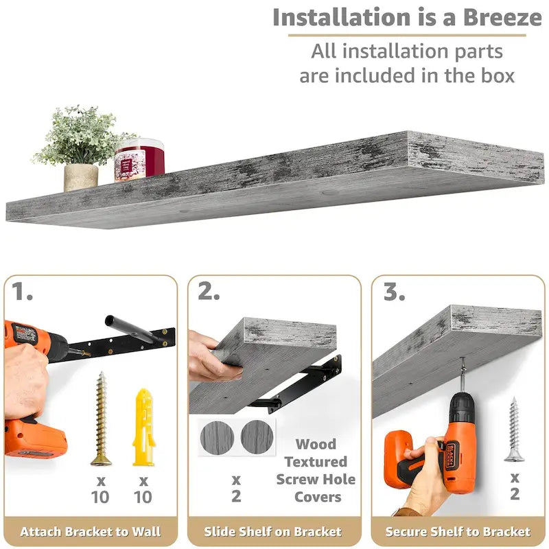 Long Floating Shelves for Wall Set of 2