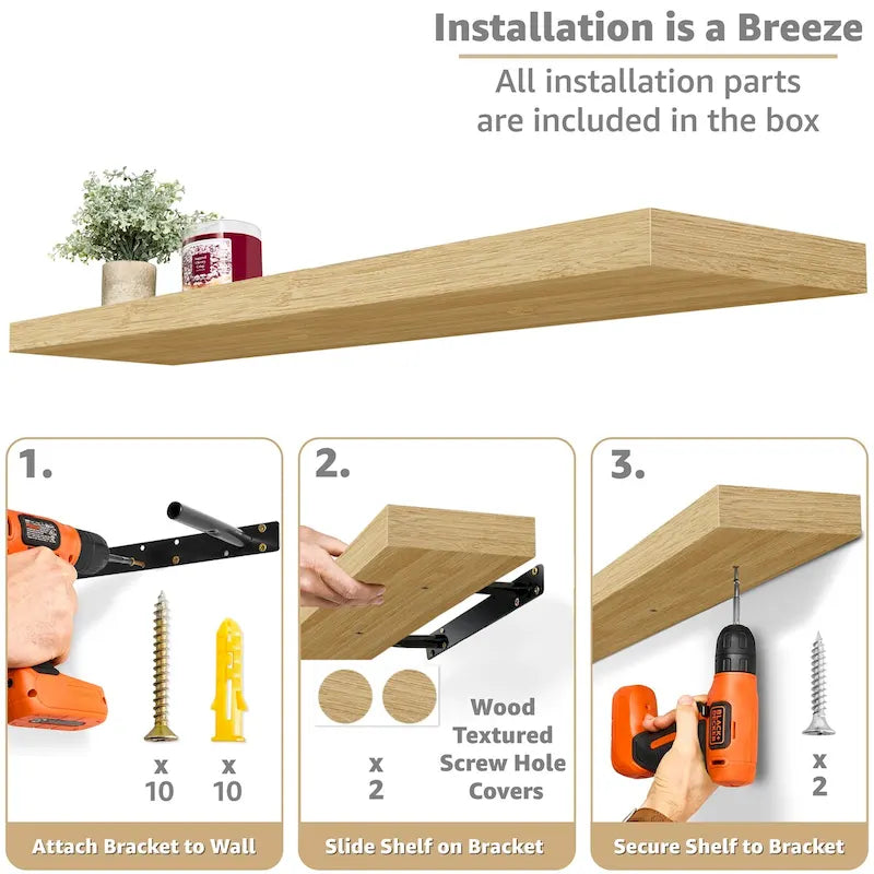 Long Floating Shelves for Wall Set of 2