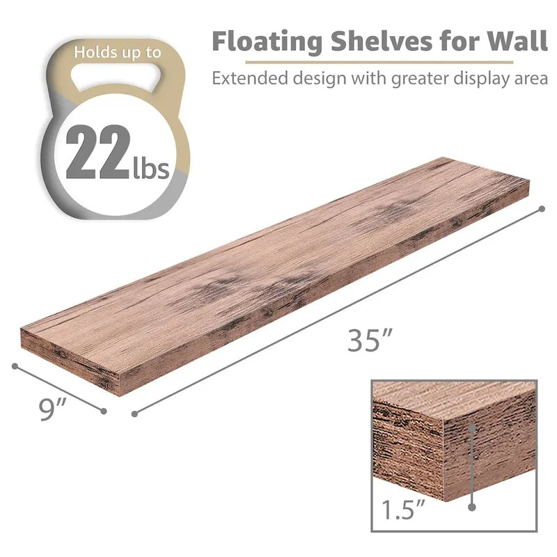 Long Floating Shelves for Wall Set of 2